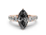 Marquise Graduated Side Stone Engagement Ring Setting for a Black Center | Flat Top Band | Rose Gold