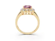 Princess Cut Graduated Milgrain Halo Engagement Ring Setting for a Fancy Pink Lab-Grown Diamond | Yellow Gold