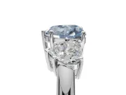 Heart-Shaped 3 Stone Engagement Ring Setting for a Fancy Blue Lab-Grown Diamond | Sterling Silver - Design NV-24895