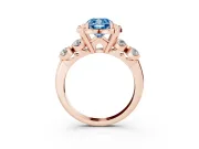 Cushion Cut Floral Engagement Ring Setting for a Fancy Blue Lab-Grown Diamond | Petal Frame and Side Stones | Rose Gold
