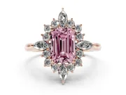 Emerald Cut Engagement Ring Setting for a Fancy Pink Lab-Grown Diamond | Rose Gold - Design NV-24790