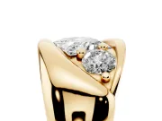 Princess Cut Three Stone Bypass Engagement Ring Setting | Sculpted Crossover Band | Yellow Gold