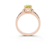 Oval Side Stone Engagement Ring Setting for a Fancy Yellow Lab-Grown Diamond | Pave Band | Rose Gold