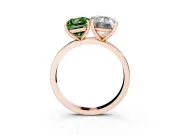 Fancy Green Radiant Cut and Emerald Cut Toi Moi Ring Set in Rose gold with Prong Setting