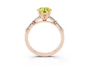 Round Baguette Side Stone Engagement Ring Setting for a Fancy Yellow Lab-Grown Diamond | Rose Gold
