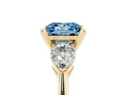 Princess Cut 3-Stone Engagement Ring Setting for a Fancy Blue Lab-Grown Diamond | Yellow Gold