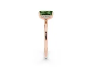 Emerald Cut Micro-Prong Hidden Halo Engagement Ring Setting for a Fancy Green Lab-Grown Diamond | Plain Band | Rose Gold