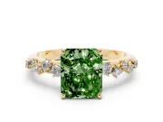 Radiant Cut Graduated Solitaire Engagement Ring Setting for a Fancy Green Lab-Grown Diamond | Yellow Gold