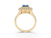 Asscher Cut Halo Split Shank Engagement Ring Setting for a Fancy Blue Lab-Grown Diamond | Pavé Strands | Yellow Gold