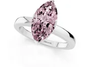Fancy Pink Marquise Cut Diamond Solitaire Ring Set in Silver with Prong Head and Smooth Polished Band