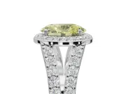 Oval Halo Pavé Engagement Ring Setting for a Fancy Yellow Lab-Grown Diamond | Narrow Split Shank | Sterling Silver
