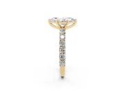 Marquise Shared Prong Engagement Ring Setting | Two-Row Band | Yellow Gold