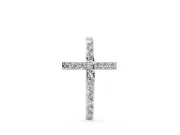Round Lab-Grown Diamond Pavé Cross Pendant Necklace | Straight Beams | White Gold