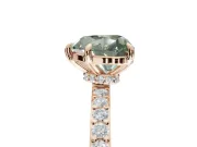 Heart-Shaped Hidden Halo Engagement Ring Setting for a Fancy Green Lab-Grown Diamond | Pavé Band | Rose Gold