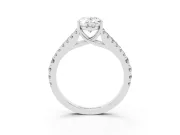 Oval Graduated Pave Split Shank Engagement Ring Setting | V Split Shoulders | Sterling Silver
