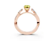 Fancy Yellow Emerald Cut Diamond Floral Vine Solitaire Engagement Ring Set in Rose gold with Marquise Leaves