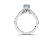 Cushion Cut Pavé Solitaire Engagement Ring Setting for a Fancy Blue Lab-Grown Diamond | Crossover Gallery | Platinum