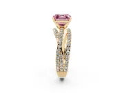Asscher Cut Twisted Pavé Engagement Ring Setting for a Fancy Pink Lab-Grown Diamond | Yellow Gold