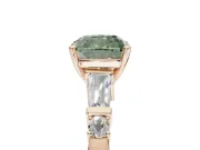 Cushion Cut Tapered Baguette Engagement Ring Setting for a Fancy Green Lab-Grown Diamond | Rose Gold