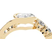 Heart-Shaped Bezel Bypass Engagement Ring Setting | Round Side Stones | Yellow Gold