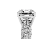 Asscher Cut Multi Row Pave Solitaire Engagement Ring Setting | Domed Shoulders | Sterling Silver