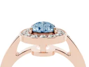 Pear-Shaped Framed Halo Engagement Ring Setting for a Fancy Blue Lab-Grown Diamond | Rose Gold