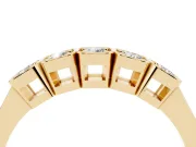 Round Lab-Grown Diamond Five-Stone Wedding Band | Cushion-Square Frames | Yellow Gold