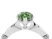 Fancy Green Marquise Cut Diamond Solitaire Twisted Band Ring Set in Platinum with Accent Stones and Prong Setting