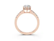 Cushion Cut Hidden Halo Solitaire Engagement Ring Setting | Shared Prong Band | Rose Gold