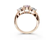 Cushion Cut Three Stone Engagement Ring Setting for a Fancy Pink Lab-Grown Diamond | Tapered Pave Band | Rose Gold