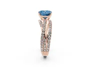 Radiant Cut Twisted Pavé Engagement Ring Setting for a Fancy Blue Lab-Grown Diamond | Rose Gold