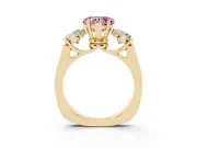 Heart-Shaped Three Stone Engagement Ring Setting for a Fancy Pink Lab-Grown Diamond | Plain Squared Band | Yellow Gold