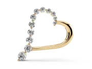 Round Lab-Grown Diamond Graduated Half-Set Open Heart Pendant | Polished Wire Side | Yellow Gold