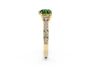 Heart-Shaped Graduated Pavé Engagement Ring Setting for a Fancy Green Lab-Grown Diamond | Yellow Gold