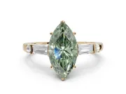 Marquise Tapered Baguette Engagement Ring Setting for a Fancy Green Lab-Grown Diamond | Yellow Gold