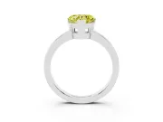 Fancy Yellow Heart Cut Diamond Solitaire Ring Set in Platinum with Prong Head and Smooth Polished Band