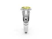 Fancy Yellow Oval Cut Diamond Halo Ring Set in Platinum with Double Pavé Split Shank