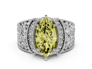Marquise Vintage Pave Engagement Ring Setting for a Fancy Yellow Lab-Grown Diamond | Milgrain Edges | Sterling Silver