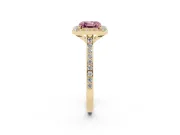 Asscher Cut Halo Engagement Ring Setting for a Fancy Pink Lab-Grown Diamond | Yellow Gold - Design NV-24729