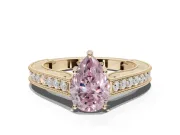Pear-Shaped Vintage Engagement Ring Setting for a Fancy Pink Lab-Grown Diamond | Yellow Gold - Design NV-24644