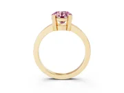 Fancy Pink Round Cut Diamond Solitaire Ring Set in Yellow gold with Prong Head and Smooth Polished Band