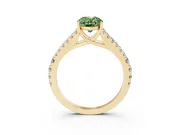 Oval Graduated Split Shank Engagement Ring Setting for a Fancy Green Lab-Grown Diamond | Yellow Gold