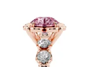 Round Floral Engagement Ring Setting for a Fancy Pink Lab-Grown Diamond | Petal Frame | Rose Gold