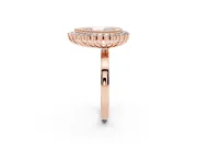 Pear Cut Diamond Halo Ring Set in Rose gold with Milgrain Edge and Round Prong Setting