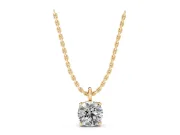 Round Lab-Grown Diamond Solitaire Pendant Necklace | Open Prong Head | Yellow Gold