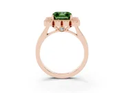 Asscher Cut Milgrain Cluster Halo Engagement Ring Setting for a Fancy Green Lab-Grown Diamond | Plain Band | Rose Gold