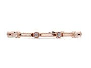 Round Lab-Grown Diamond Bezel Station Bracelet | Open Rope Bar Links | Rose Gold
