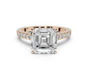 Asscher Cut Pavé Solitaire Engagement Ring Setting | Crossover Gallery | Rose Gold