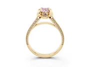 Fancy Pink Pear Cut Diamond Pavé Split Shank Solitaire Ring Set in Yellow gold with Prong Setting
