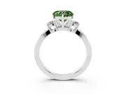 Fancy Green Three-Stone Heart Cut Diamond Twist Band Ring Set in Platinum with Pavé Accents and Prong Setting